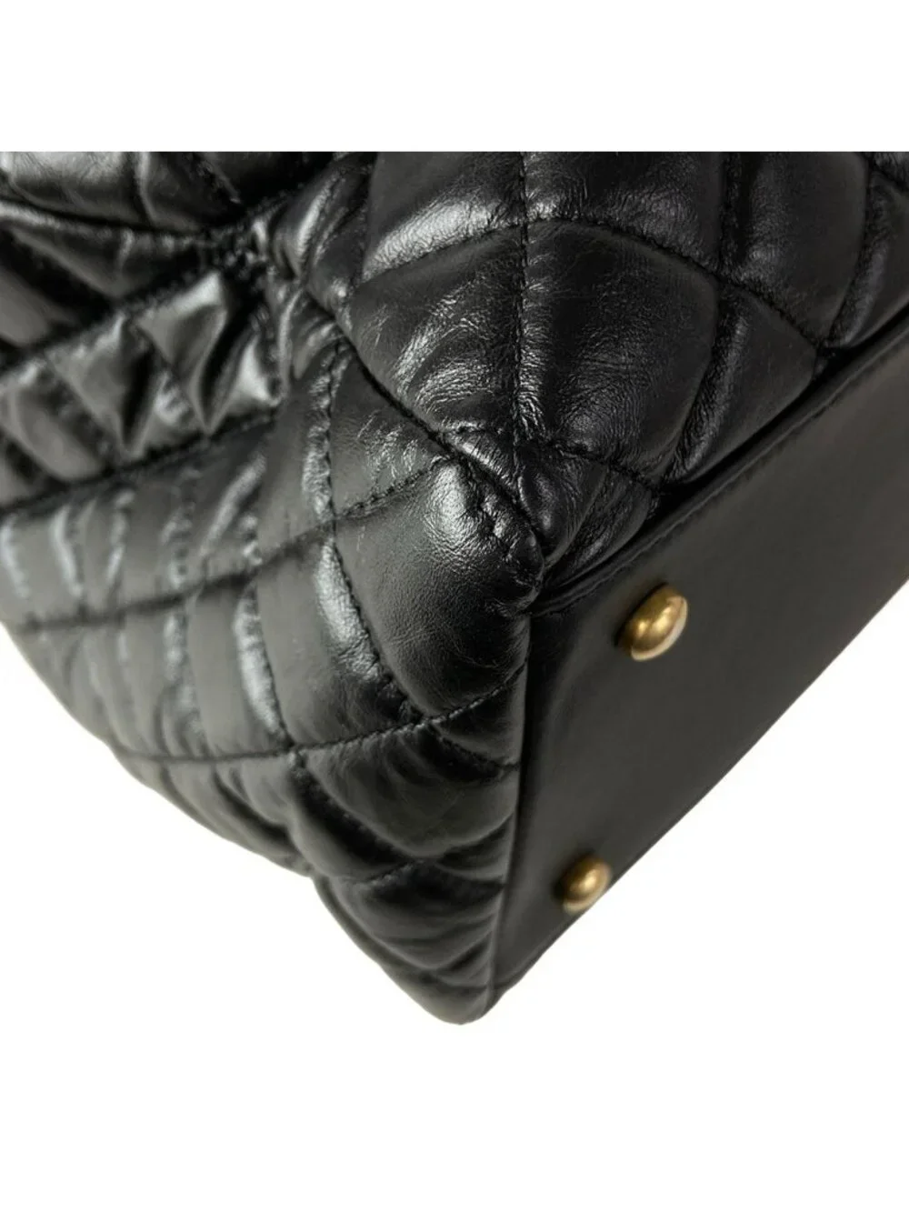 Chanel Shoulder Bag Quilted Black Matte Togo Chain 2-Way